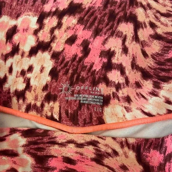 Aerie Offline Pink Real Me Extra Hold Hi-Rise 7/8 Pink floral leggings Large - Picture 5 of 6